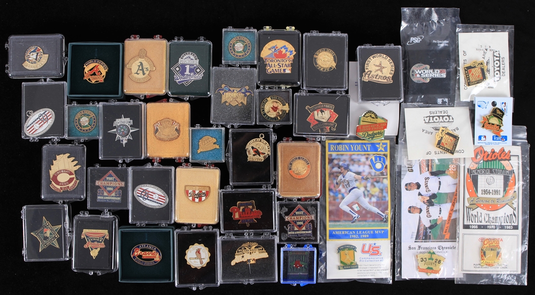 1950s-2000s Baseball Pin Collection - Lot of 70+ w/ World Series, All Star Game, Hall of Fame & More 