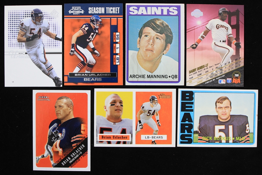 1972-2002 Football & Baseball Trading Card Collection - Lot of 7 w/ Archie Manning Rookie, Brian Urlacher & More 