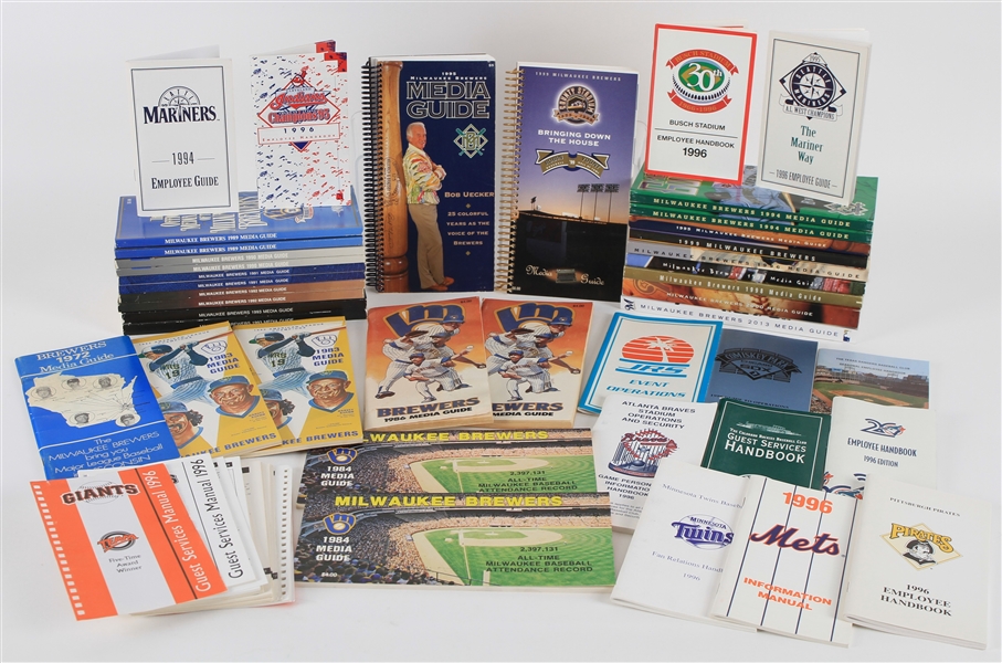 1972-2013 Milwaukee Brewers Media Guide & MLB Employee Guides - Lot of 42