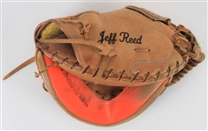 1980s-90s Jeff Reed Expos/Reds Game Worn Rawlings Orange Target Catchers Mitt (MEARS LOA)