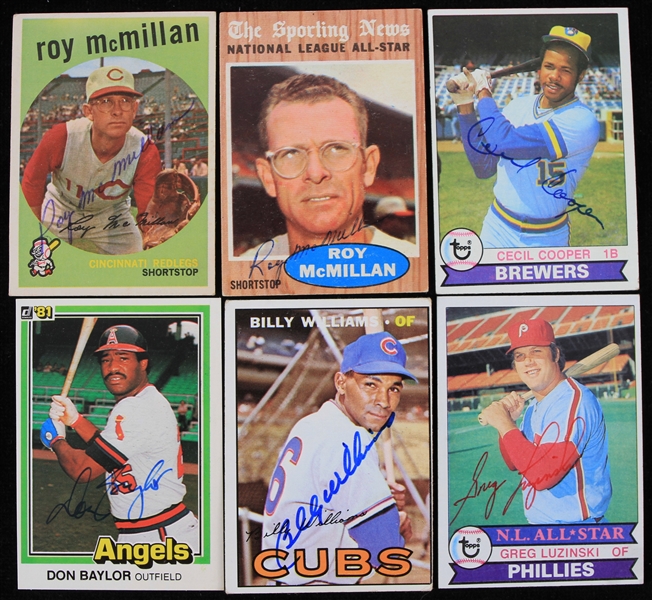 1950s-80s Signed Baseball Trading Card Collection - Lot of 11 w/ Phil Rizzuto, Billy Williams, Roy McMillan & More (JSA)