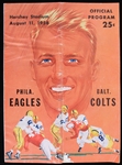 1956 Johnny Unitas Baltimore Colts First Preseason Game Program