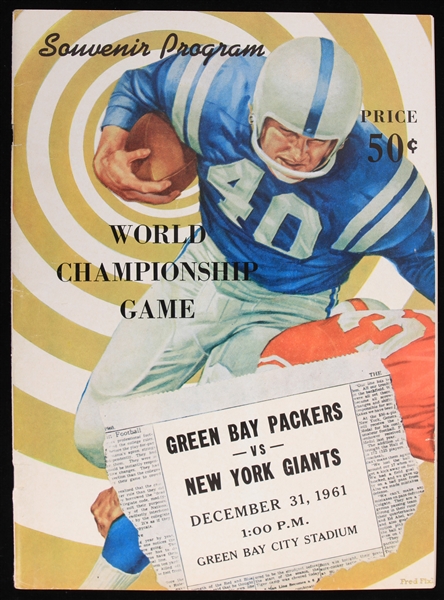 1961 Green Bay Packers New York Giants Green Bay City Stadium NFL World Championship Game Program 