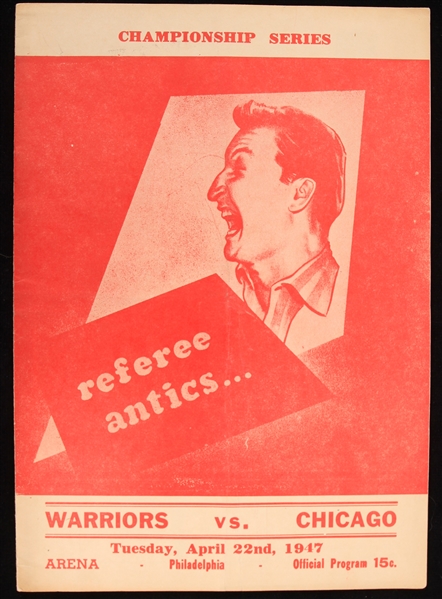 1947 Philadelphia Warriors Chicago Stags Philadelphia Arena Championship Series Scored Game Program