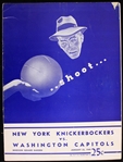 1949 New York Knicks Washington Capitols Madison Square Garden Game Program