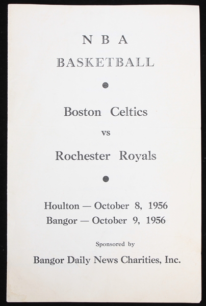 1956 Boston Celtics Rochester Royals Exhibition Games Roster Book