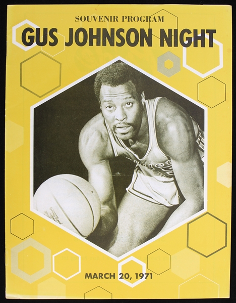 1971 Gus Johnson Baltimore Bullets Gus Johnson Night Program