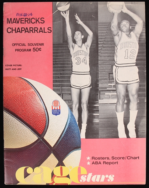 1968 Houston Mavericks Dallas Chaparrals Sam Houston Coliseum ABA Game Program