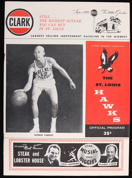 1957 St. Louis Hawks Fort Wayne Pistons Scored Game Program