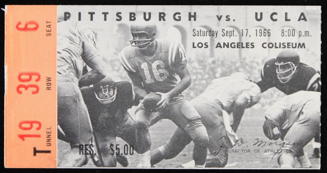 1966 UCLA Bruins Pittsburgh Panthers Los Angeles Coliseum Ticket Stub
