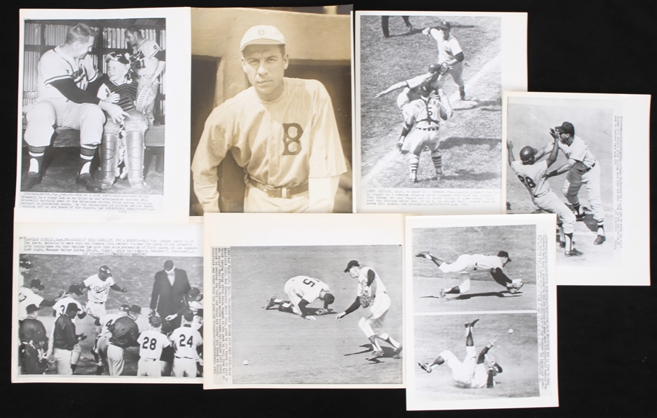 1920s-60s Baseball Photography Collection - Lot of 11 w/ Jack Fournier Brooklyn Robins Original Photo, Wire Photos & More