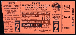1970 Pittsburgh Pirates Cincinnati Reds Three Rivers Stadium NLCS Game 2 Ticket Stub