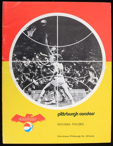 1971-72 Pittsburgh Condors Indiana Pacers Civic Arena ABA Partially Scored Game Program