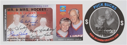 2004 Gordie Howe Detroit Red Wings Signed Mr. & Mrs. Hockey Advertising Card (JSA)