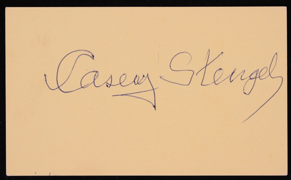 1960s Casey Stengel New York Yankees Signed 3" x 5" Index Card (JSA)