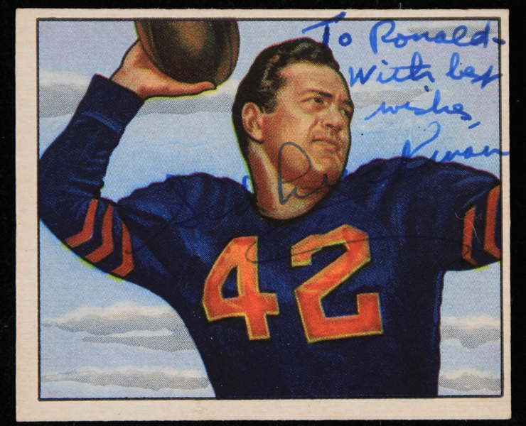 1950 Sid Luckman Chicago Bears Signed Bowman Football Trading Card (JSA)