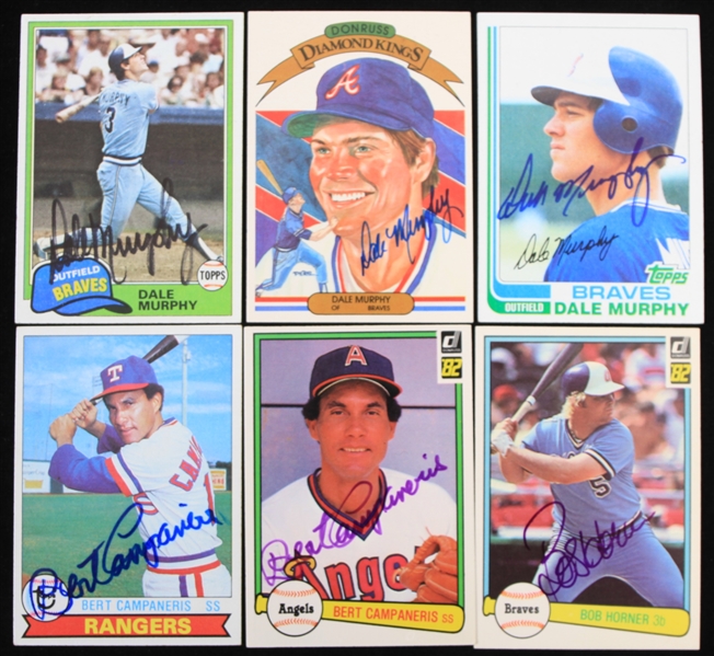 1970s-80s Dale Murphy Bob Horner Bert Campaneris Pedro Guerrero Signed Baseball Trading Cards - Lot of 10 (JSA)