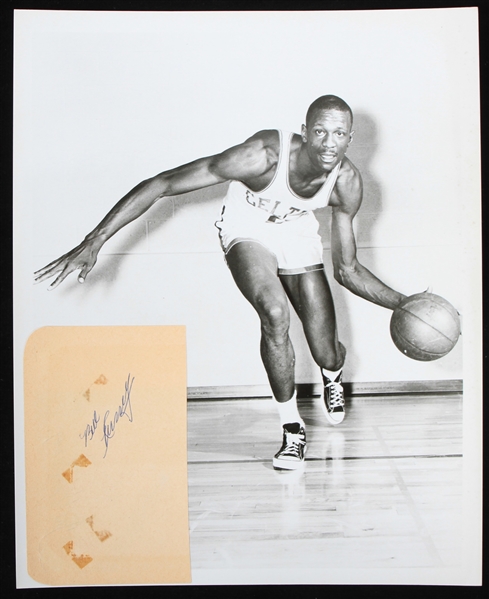 1960s Bill Russell Frank Ramsey Boston Celtics Signed 2.75" x 4.5" Cut Album Page + 8" x 10" Russell Photo (JSA) 