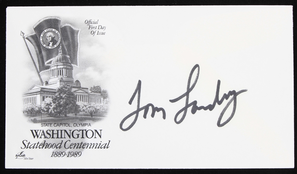 1989 Tom Landry Dallas Cowboys Signed Washington Statehood Centennial First Day Envelope (JSA)