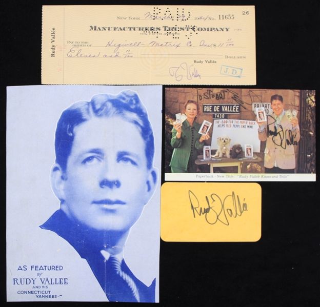 1920s-70s Rudy Vallee Memorabilia Collection - Lot of 5 w/ Signed Items & More (JSA)