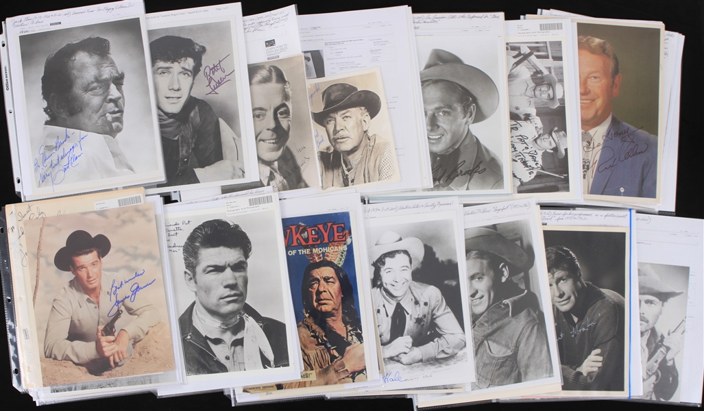 1940s-70s Western Movie Actos Signed Photos Index Cards Cut Collection - Lot of 105