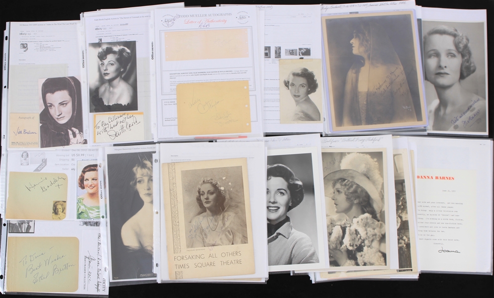 1900s-80s Hollywood Actresses Signed Photos Index Cards Cuts Collection - Lot of 135