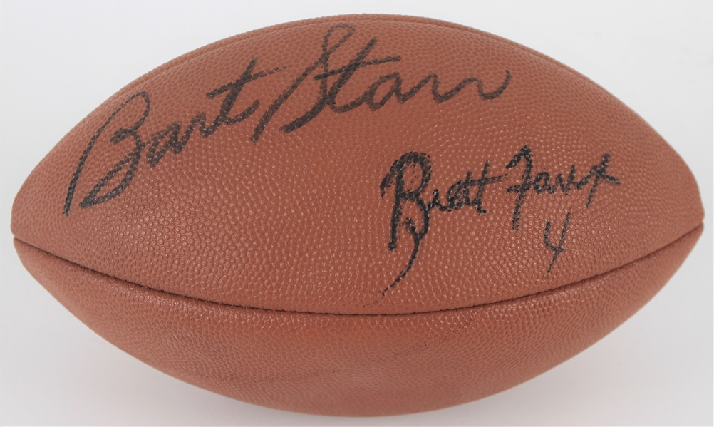 1992-93 Bart Starr Brett Favre Green Bay Packers Signed Football (JSA)