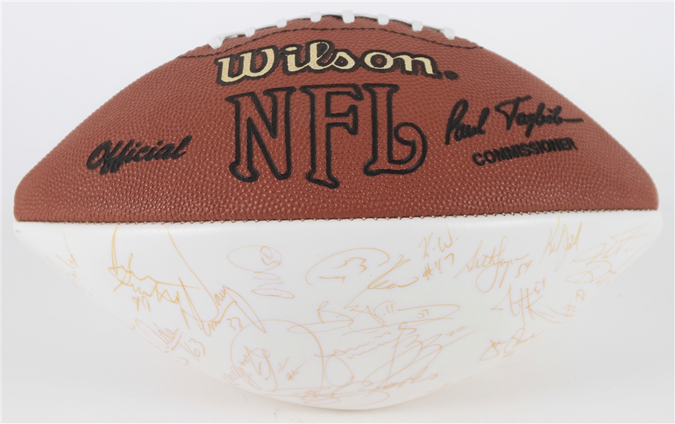 1997 Green Bay Packers Team Signed ONFL Tagliabue Autograph Panel Football w/ 70 Signatures Including Brett Favre, Reggie White & More