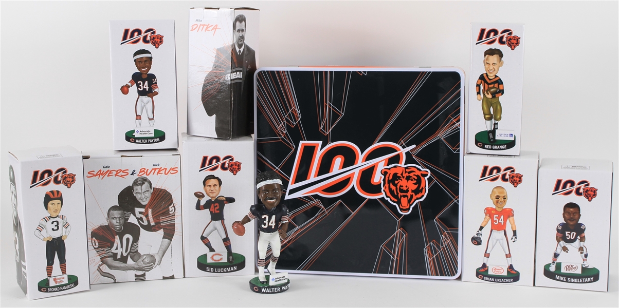 2019 Chicago Bears 100th Anniversary MIB Bobblehead Collection - Lot of 10