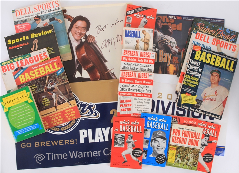 1950s-1990s Baseball, Football, Basketball Magazines, Books & Posters (Lot of 65+)