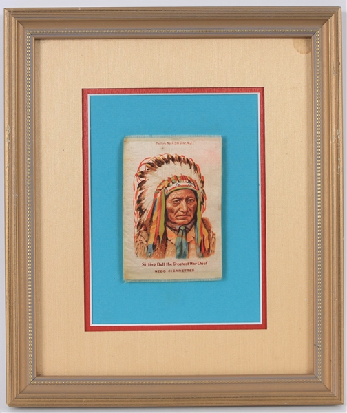 1910 Sitting Bull The Greatest War Chief 11" x 13" Framed Nebo Cigarettes Silk