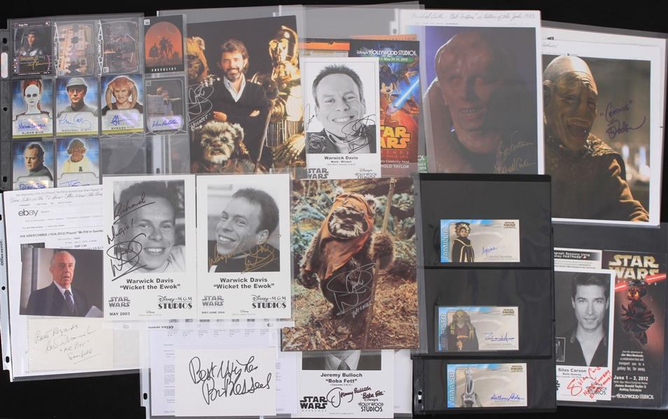 1980s-2000s Star Wars Signed Photos Index Cards Trading Cards Cuts Collection - Lot of 90