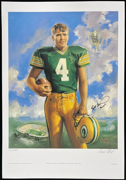 1996 Brett Favre Green Bay Packers NFLs Most Valuable Player Limited Edition Signed 19x27 Print (JSA)