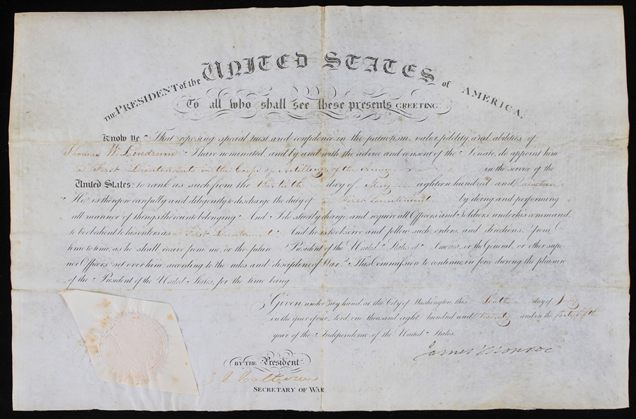 1820 James Monroe & John C. Calhoun Signed 10x16 Official Order (JSA)