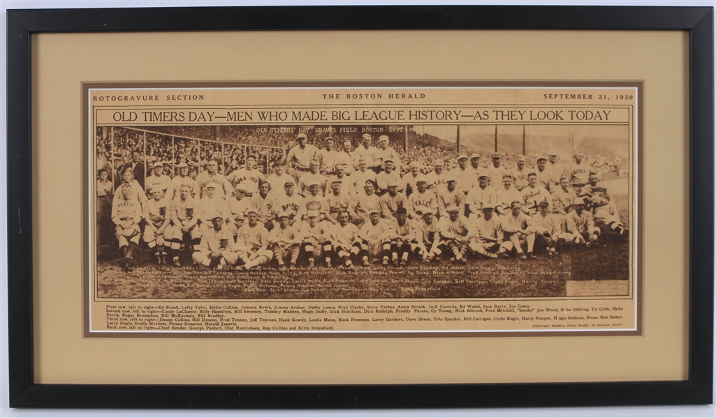 1930 Old Timers Day Braves Field Boston 11x20 Framed Boston Herald Photo