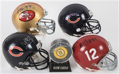 2000s Signed Mini Helmet & Hockey Puck Collection - Lot of 5 w/ Mike Singletary, Amari Cooper, Wayne Cashman & More (JSA)