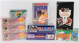 1990-93 Baseball Football Basketball Hockey Trading Cards Unopened Hobby Boxes - Lot of 9