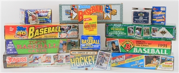 1987-92 Baseball Football Basketball Hockey Trading Cards Complete Factory Sets - Lot of 25