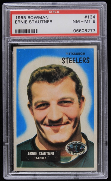 1955 Ernie Stautner Pittsburgh Steelers Bowman Football Trading Card (PSA Slabbed NM-MT 8)