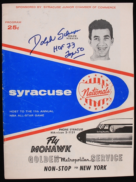 1960-61 Dolph Schayes Syracuse Nationals Signed Game Program (JSA)