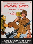 1945 Alabama Crimson Tide Duke Blue Devils Tulane Stadium Sugar Bowl Program w/ WWII Cover Illusteration