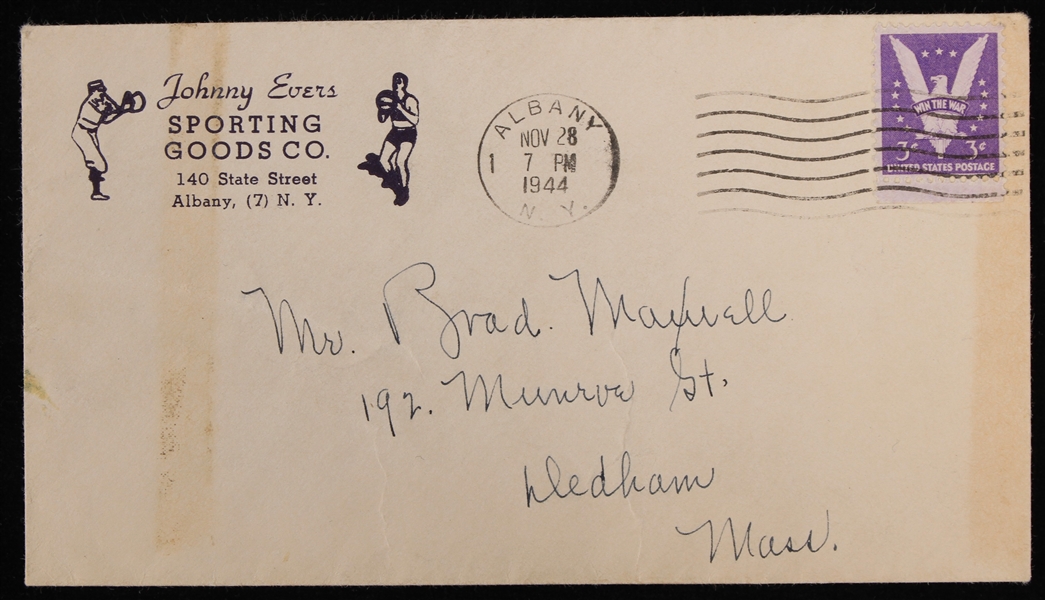 1944 Johnny Evers Sporting Goods Store Postmarked Envelope