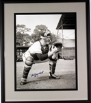 1950s Del Crandall Milwaukee Braves Signed 18" x 27" Framed Black & White Photo (MEARS LOA)
