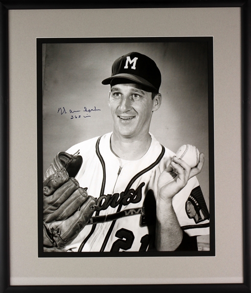 1950s Warren Spahn Milwaukee Braves Signed & Inscribed 18" x 27" Framed Black & White Photo (MEARS LOA)