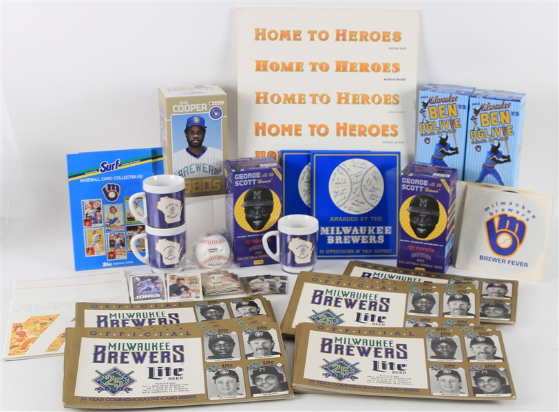 1970s-2000s Milwaukee Brewers Memorabilia Collection - Lot of 200 w/ SportRaits, Publications, Bobbleheads & More 