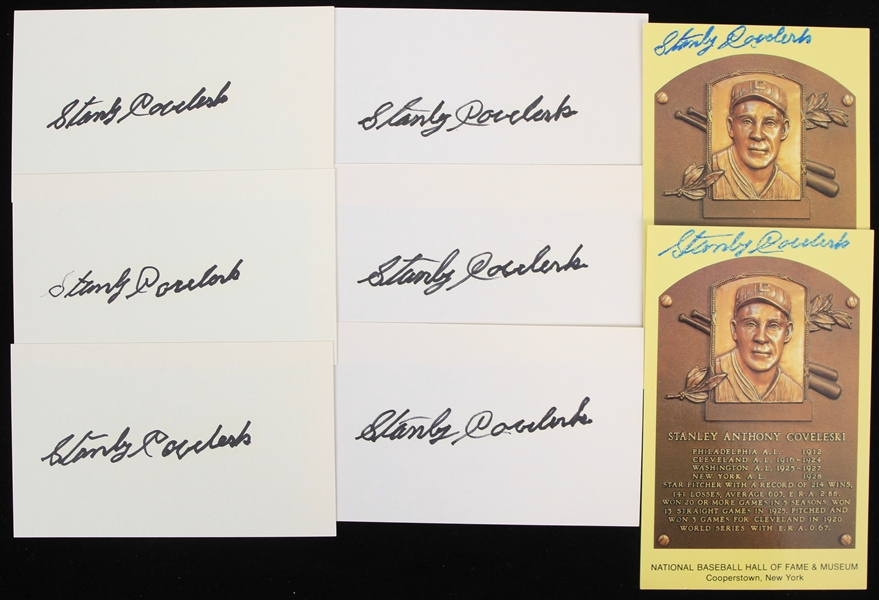1970s Stanley Coveleski Cleveland Indians Signed HOF Postcards & Index Cards - Lot of 24 (JSA)