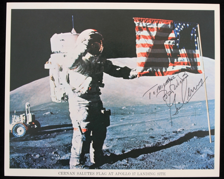 1980 Eugene Cernan Apollo 17 Astronaut Signed 8" x 10" NASA Photo (JSA)
