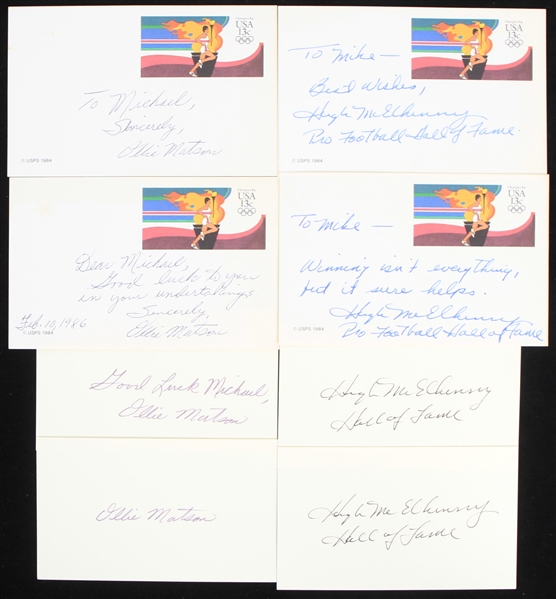 1980s Jim Parker Ollie Matson Hugh McElhenny Pete Pihos Signed Postcards & Index Cards - Lot of 19 (JSA)