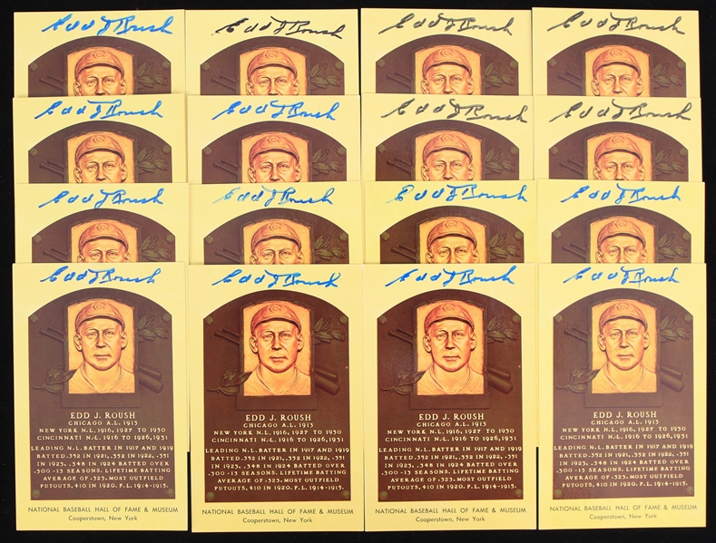 1980s Edd Roush Cincinnati Reds Signed Postcards & Index Cards - Lot of 23 (JSA)