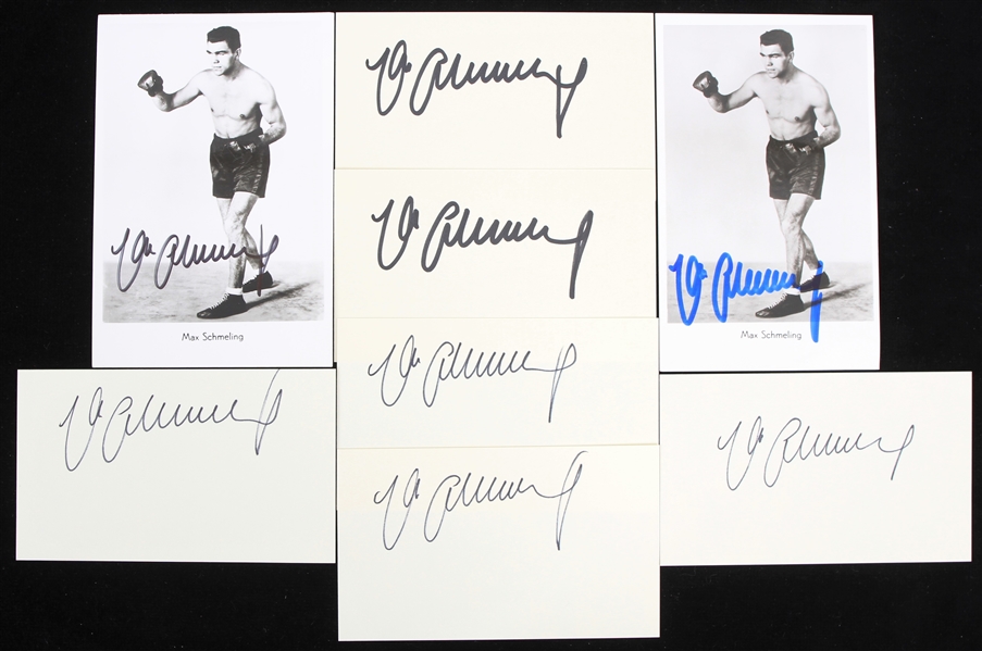 1980s Max Schmeling World Heavyweight Champion Signed Photos & Index Cards - Lot of 8 (JSA)